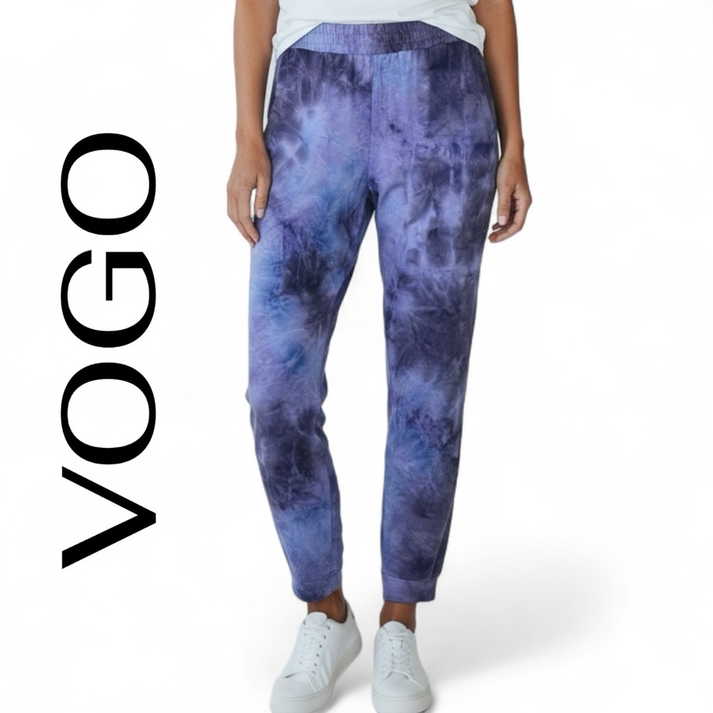 VOGO Tie Dye Joggers Pockets Lightweight Loungewear Size Medium Purple Blue NEW